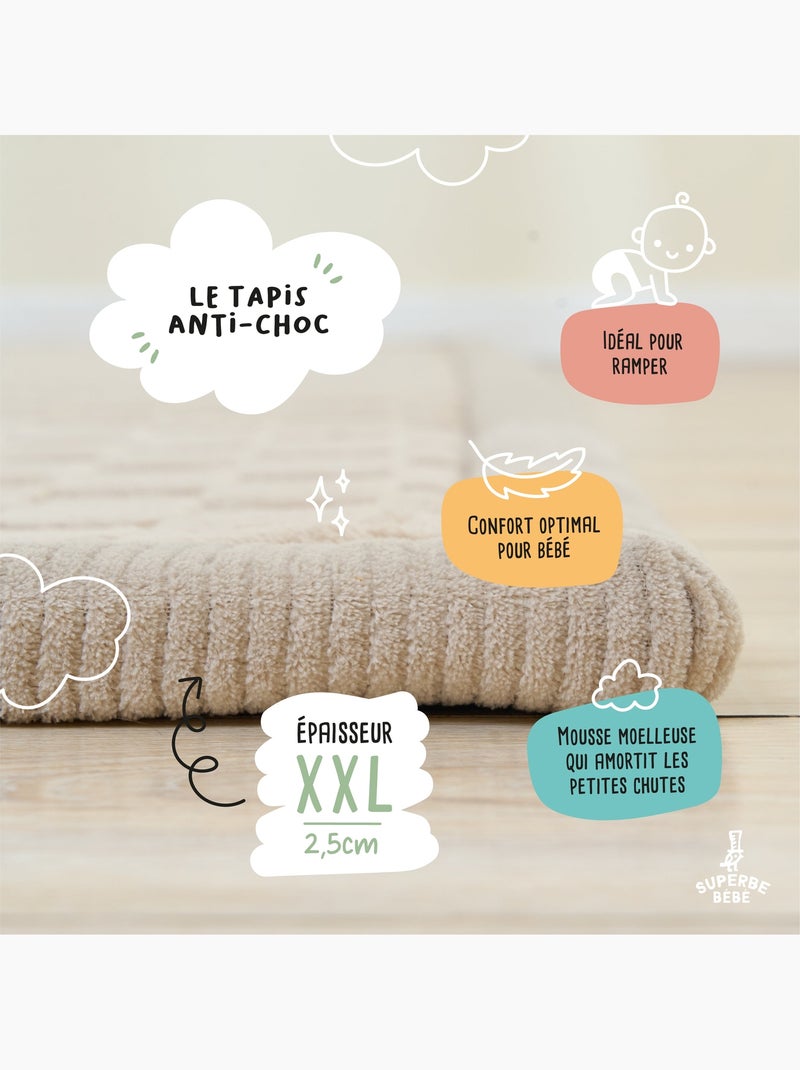Baby speelmat van schuim - 200x150x2,5 - Cocoon Plus | SUPERBE BEBE Klei-beige - Kiabi