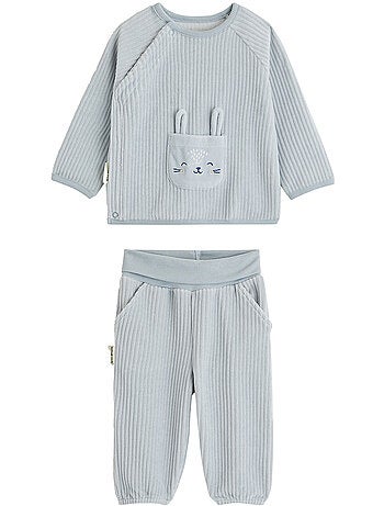 Baby sweatshirt en broekje in de stijl van de melkweg, gemaakt van fluweel.