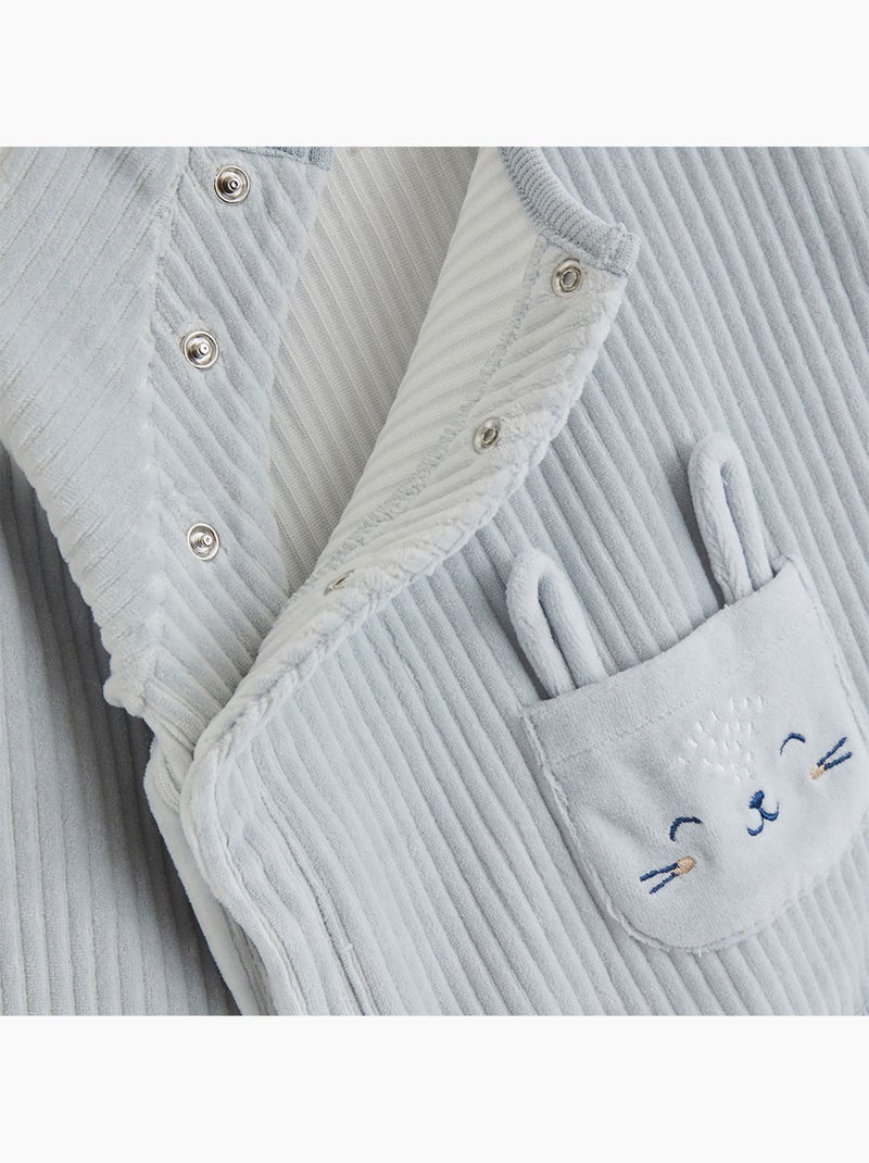 Baby sweatshirt en broekje in de stijl van de melkweg, gemaakt van fluweel. Blauw - Kiabi