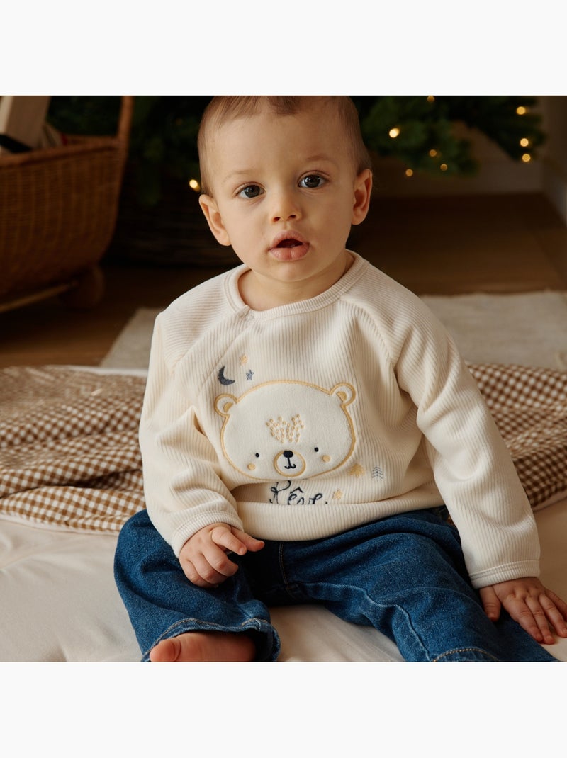 Baby-sweatshirt van velours sneeuwvlok Ecru - Kiabi