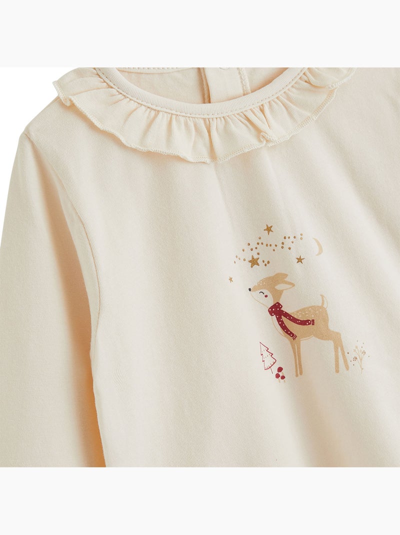 Baby t-shirt met lange mouwen grace Ecru - Kiabi