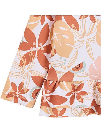 Baby tweedelig zwempak met UV-beschermend t-shirt en slipje in Cassis-kleur.