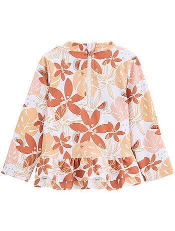 Baby tweedelig zwempak met UV-beschermend t-shirt en slipje in Cassis-kleur.