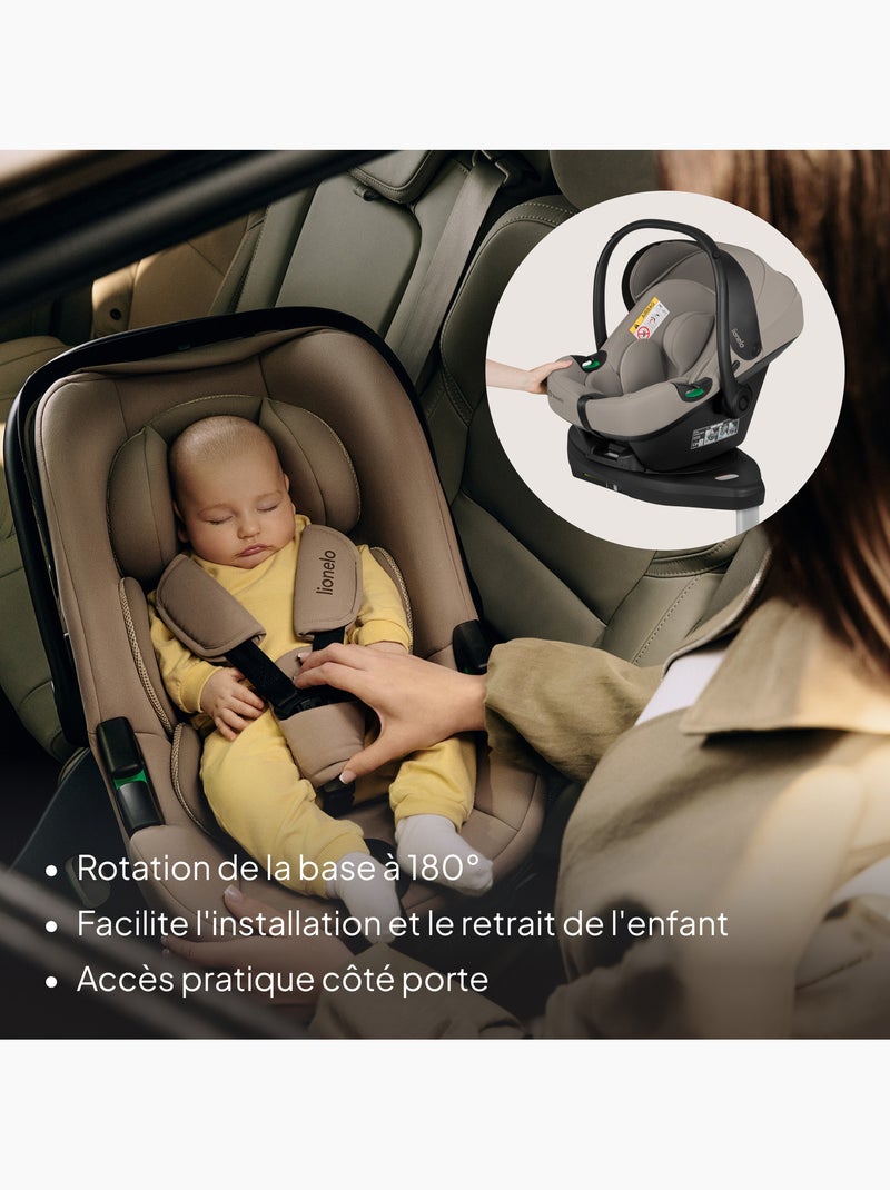 Babyautostoel met 180° isofix - basis - astrid i-size - adac bekroond - autostoel 40-87 cm Donkerbeige - Kiabi
