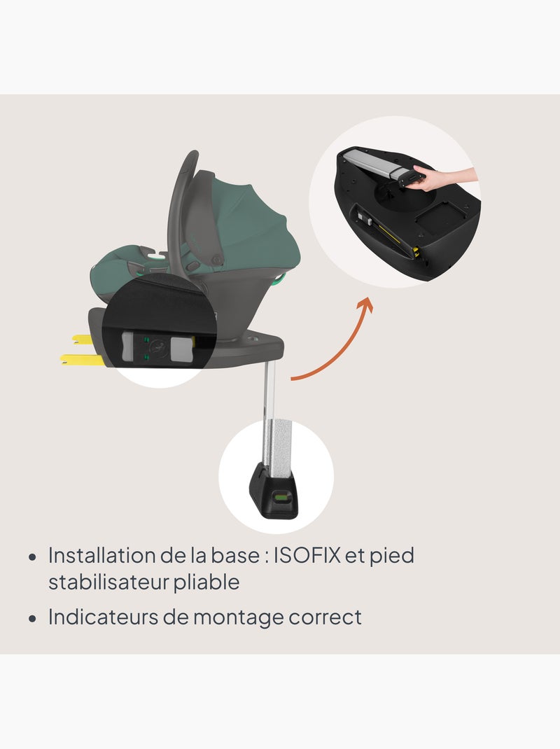 Babyautostoel met 180° isofix - basis - astrid i-size - adac bekroond - autostoel 40-87 cm Groen - Kiabi