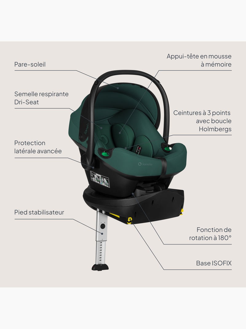 Babyautostoel met 180° isofix - basis - astrid i-size - adac bekroond - autostoel 40-87 cm Groen - Kiabi