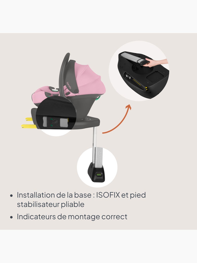 Babyautostoel met 180° isofix - basis - astrid i-size - adac bekroond - autostoel 40-87 cm Roze - Kiabi