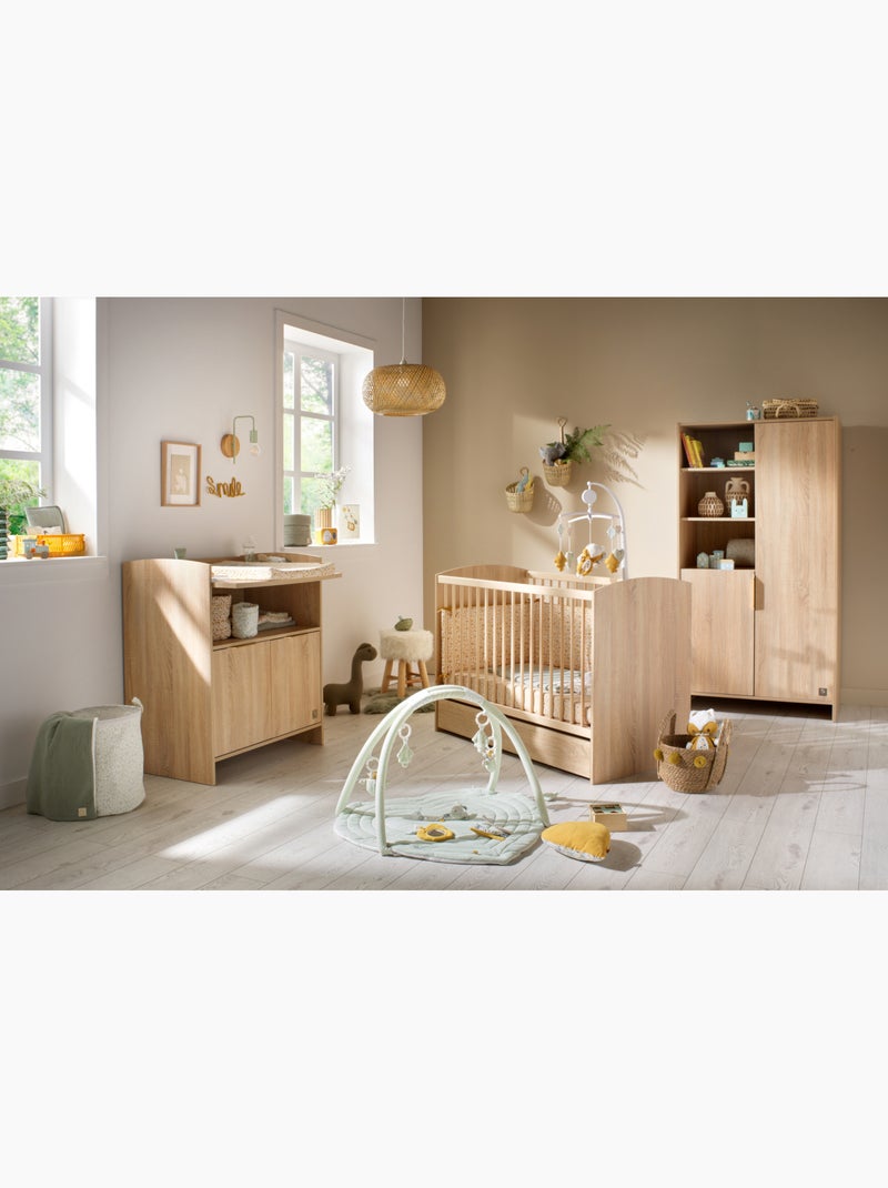 Babybed 120x60 met afgeronde hoofdeinden in gouden eik decor Bruin - Kiabi
