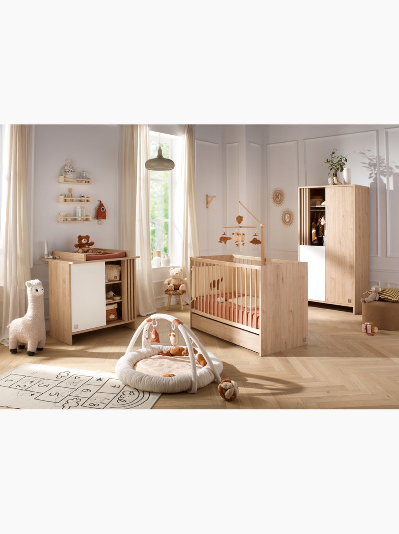 Babybed 120x60 met houten spijlen in decoratief suave eik Bruin - Kiabi