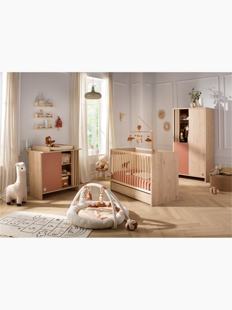 Babybed 120x60 met houten spijlen in decoratief suave eik Bruin - Kiabi