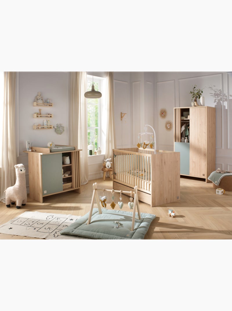 Babybed 120x60 met houten spijlen in decoratief suave eik Bruin - Kiabi