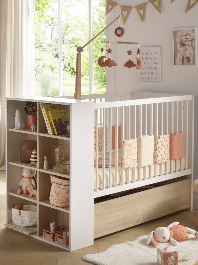 Babybed 120x60 om te bouwen tot bed 90x190 Wit Bruin - Kiabi
