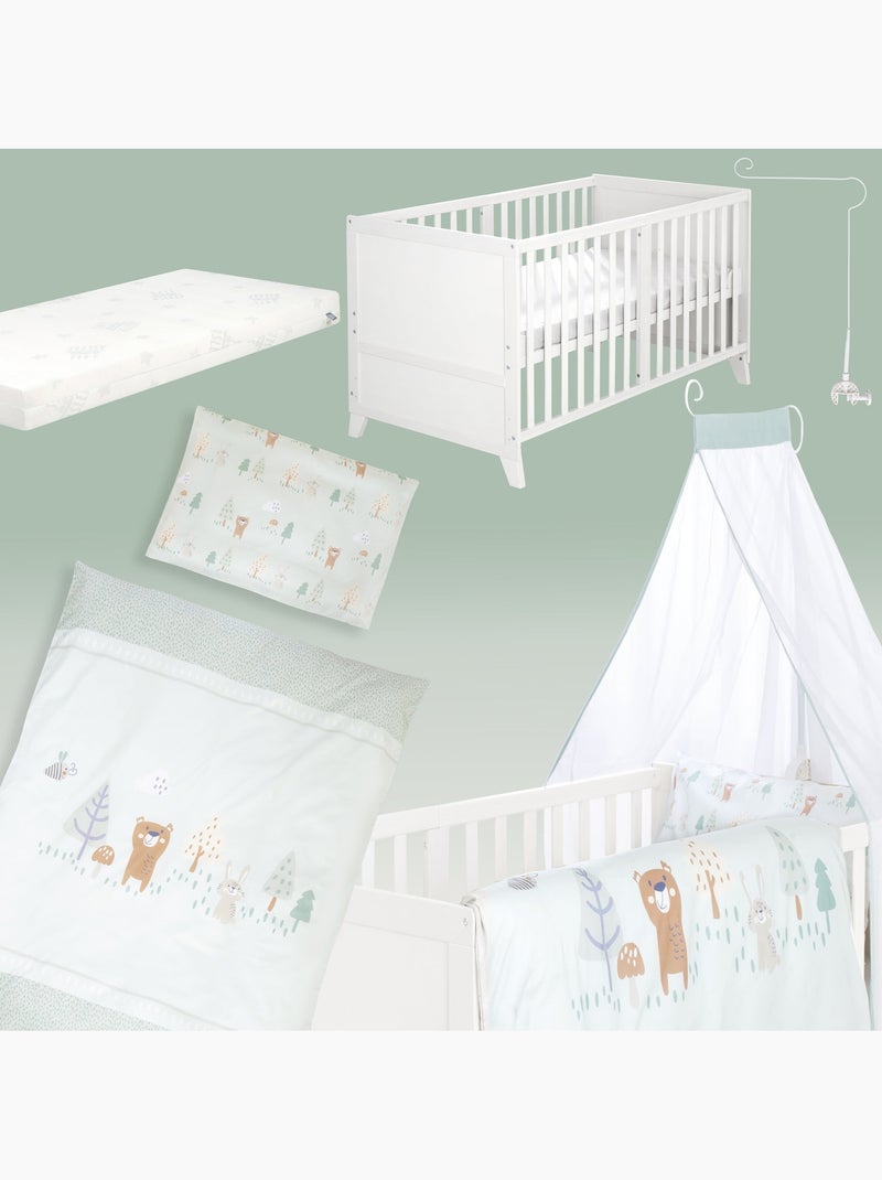 Babybed 70 x 140 met complete beddengoedset 'Wooland Buddies' ROBA Wit - Kiabi