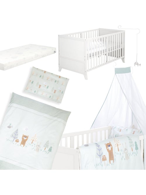 Babybed 70 x 140 met complete beddengoedset 'Wooland Buddies' ROBA - Kiabi
