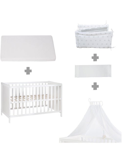 Babybed/bijzetbed 2-in-1 met complete beddengoedset 'sterne grau' roba - Kiabi
