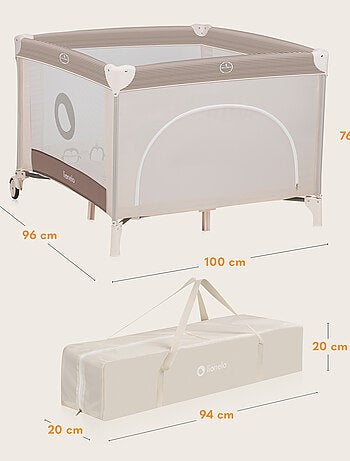 Babybox LIONELO Bonnie – 100 x 96 cm – Comfortabel matras – Wieltjes – Draagtas