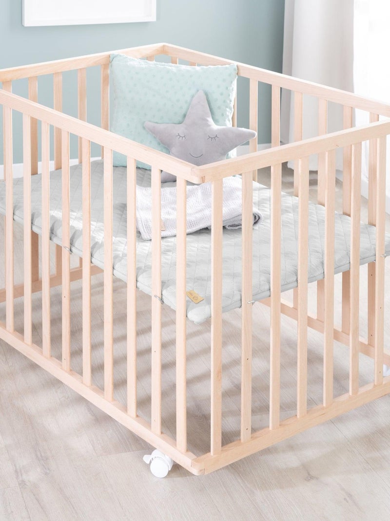 Babybox van massief biologisch beukenhout met waterafstotend boxkleed 'roba style' roba Lichtbruin - Kiabi