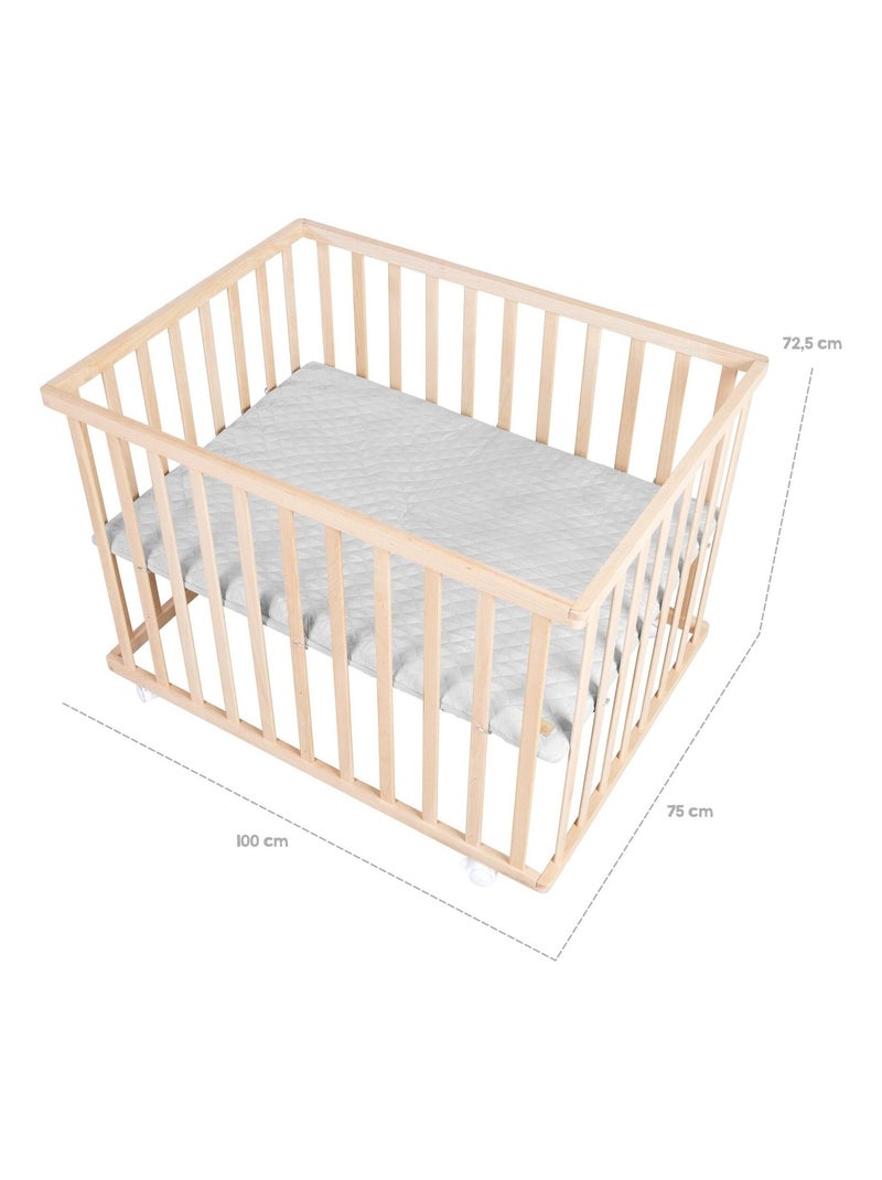 Babybox van massief biologisch beukenhout met waterafstotend boxkleed 'roba style' roba Lichtbruin - Kiabi