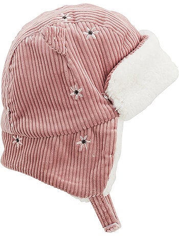 Babyhoedje van corduroy met bloemenprint