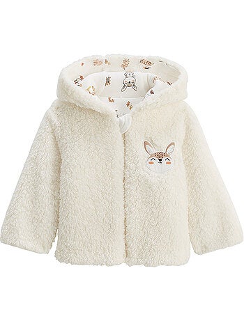 Babyjasje met capuchon en ritssluiting van sherpa-fleece, Chou bunny