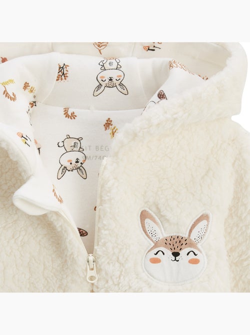 Babyjasje met capuchon en ritssluiting van sherpa-fleece, Chou bunny - Kiabi