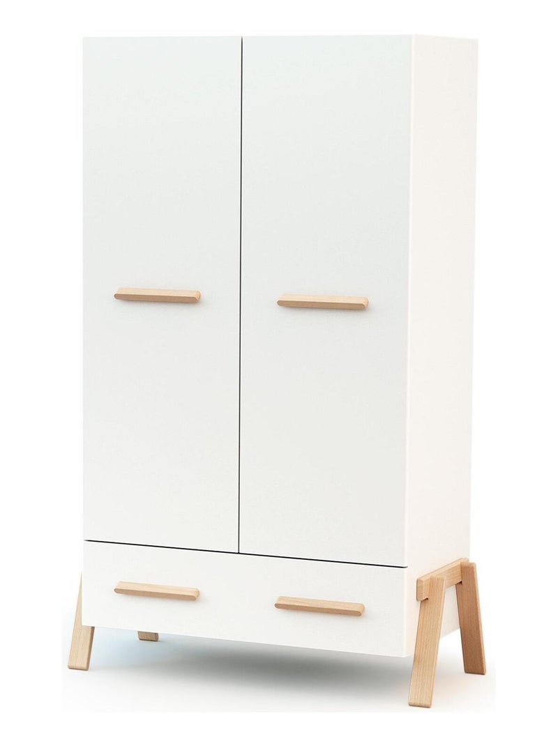 Babykamerbed, commode en houten canaille kledingkast Beige/Wit - Kiabi