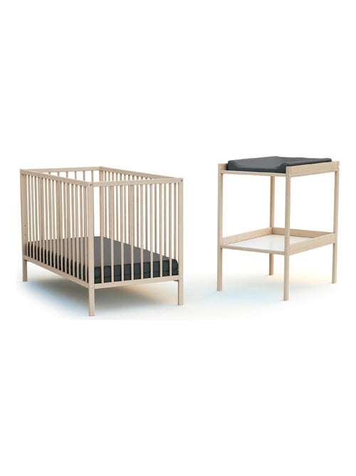 Babykamerbed en luiertafel in hout milo - Kiabi