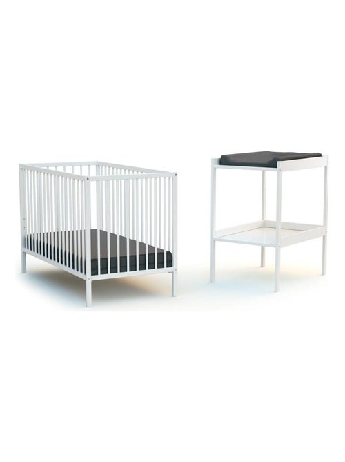 Babykamerbed en luiertafel in hout milo - Kiabi