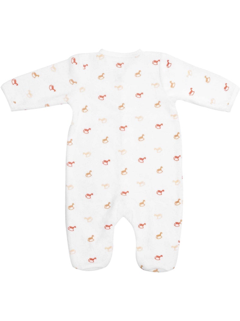 Babykruippakje met trendy hobbelpaard motieven Ecru - Kiabi