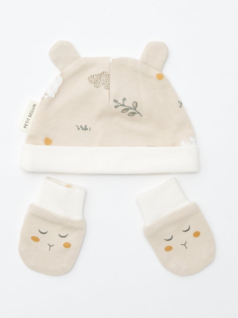 Babymuts en -handschoenen 'Petit Béguin' Biege - Kiabi