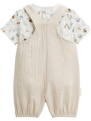 Babyoveralls set van katoenen gaas en eden t-shirt