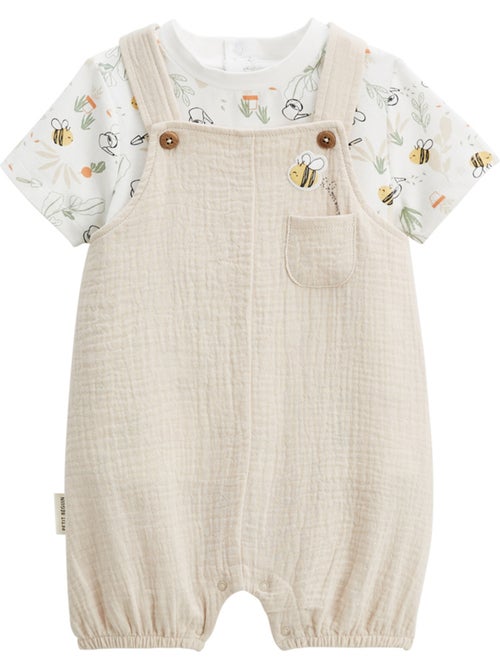 Babyoveralls set van katoenen gaas en Eden T-shirt - Kiabi