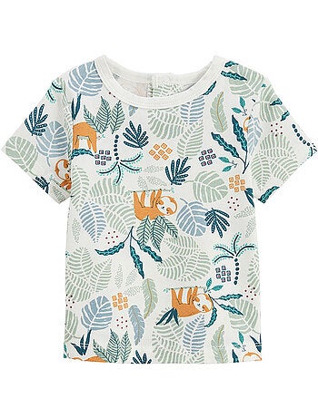 Babyoveralls set van katoenen gaas en een adventurer t-shirt.