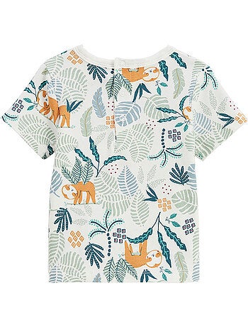 Babyoveralls set van katoenen gaas en een adventurer t-shirt.