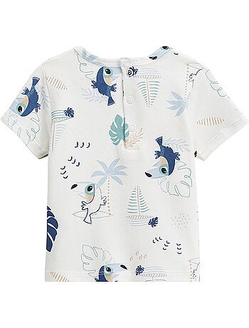 Babyoveralls set van katoenen gaas en een t-shirt met toekanprint.