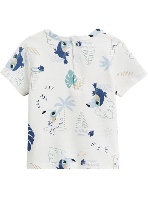 Babyoveralls set van katoenen gaas en een T-shirt met toekanprint. - Kiabi