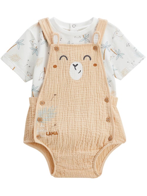Babyoveralls set van katoenen gaas en Noisette T-shirt - Kiabi