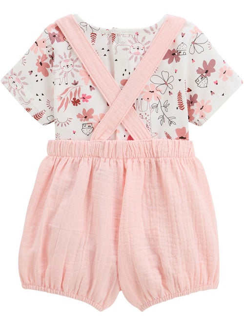 Babyoveralls set van katoenen gaas en Petit Safari T-shirt - Kiabi