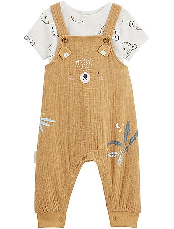 Babyoveralls set van wafelgebreid katoen en mini dream t-shirt