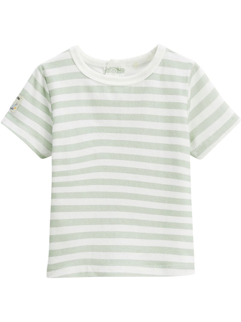 Babyoveralls van badstof en een grappig Crocro T-shirt set Kaki - Kiabi