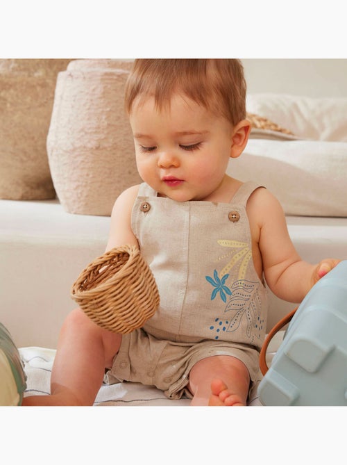 Babyoveralls van mokkakleurige linnenmix - Kiabi