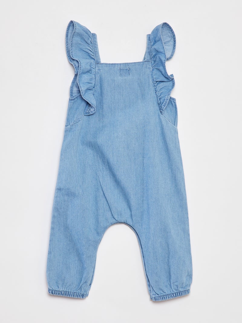 Babypakje van spijkerstof met ruchebandjes BLAUW - Kiabi