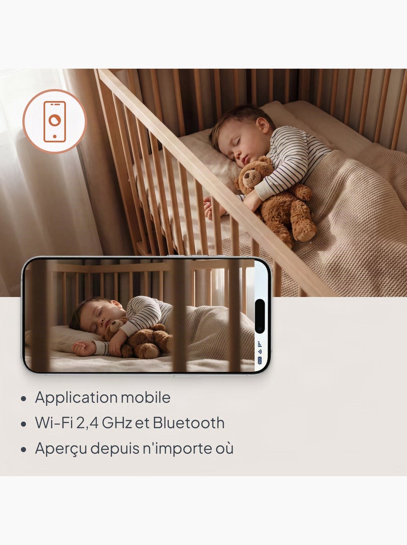 Babyphone vidéo lionelo babyline 2.0 - wifi - audio bidirectionnel - vision nocturne - berceuses Blanc Vert Noir - Kiabi