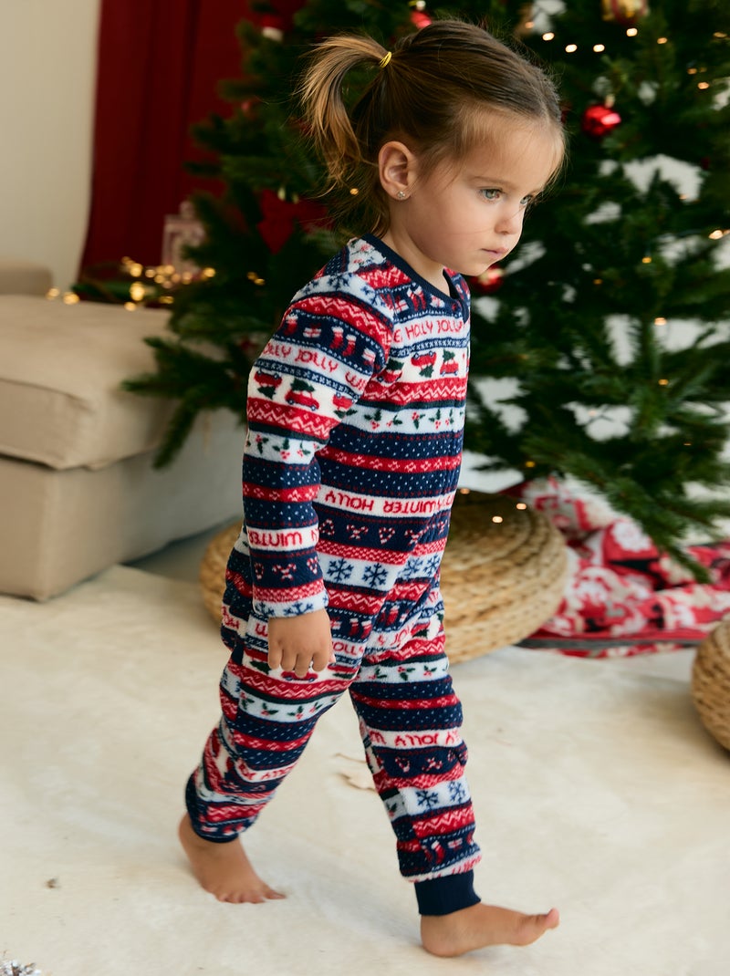 Babypyjama 'Kerst' van fleece Blauw - Kiabi