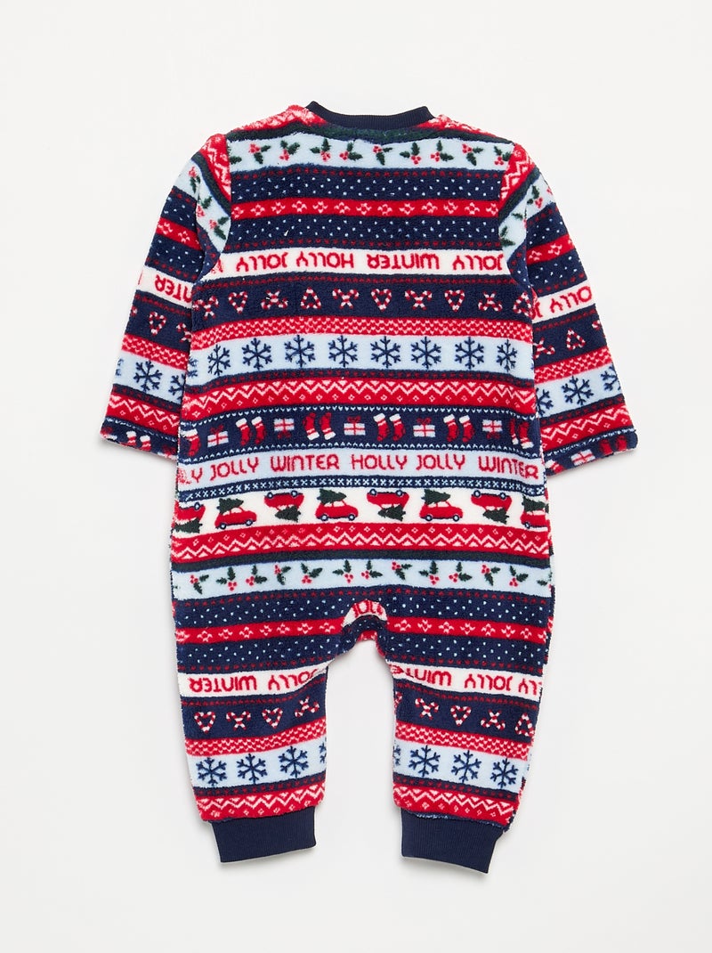 Babypyjama 'Kerst' van fleece Blauw - Kiabi