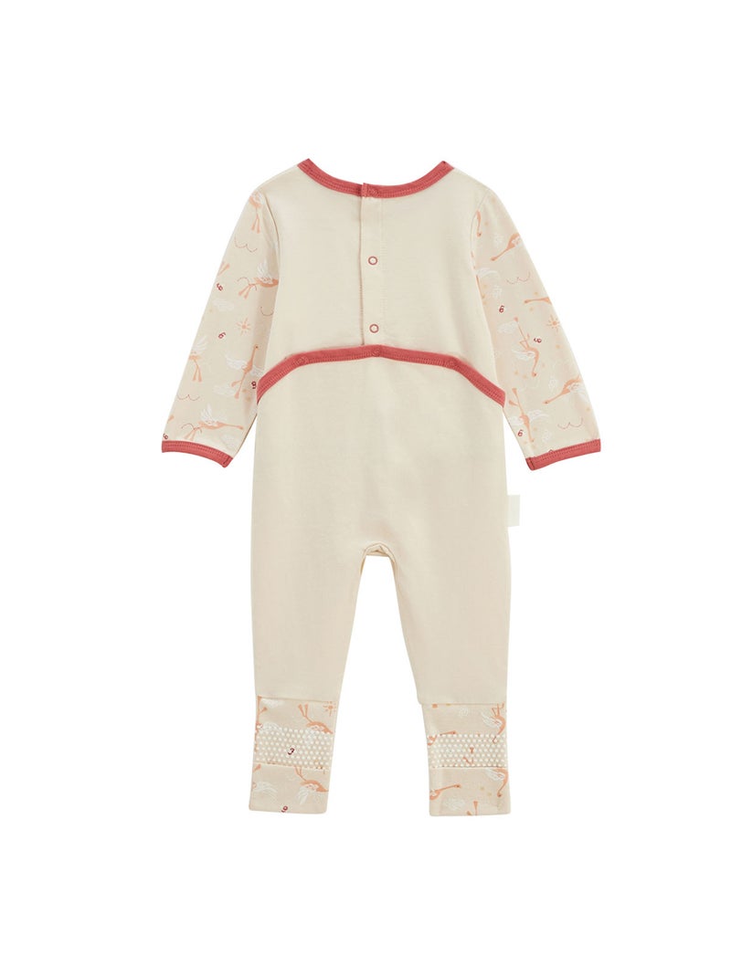 Babypyjama met oprolbare voetjes Zomerpoëzie Lichtbeige - Kiabi