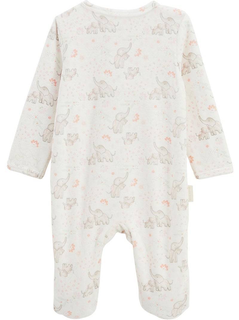 Babypyjama van fluweel met een brugsluiting, Badian Ecru - Kiabi
