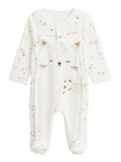 Babypyjama van fluweel met een brugsluiting. Kusjes. - Kiabi