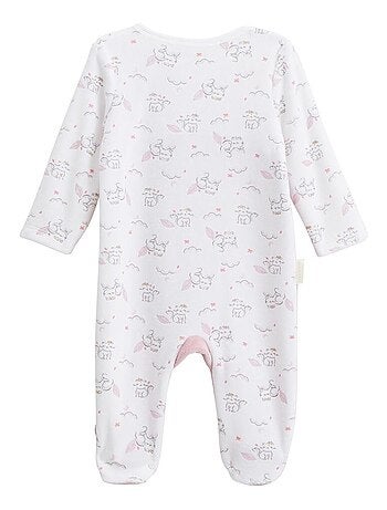 Babypyjama van miss chatchatchat, gemaakt van velours, met ritssluiting.