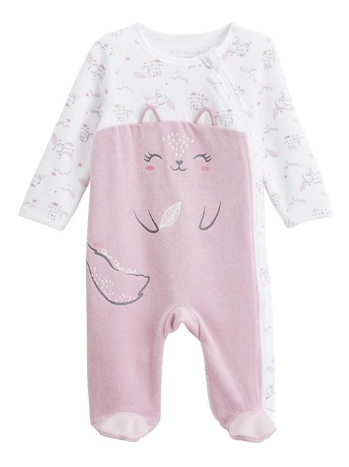 Babypyjama van Miss Chatchatchat, gemaakt van velours, met ritssluiting. - Kiabi